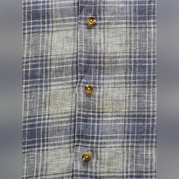 Proper Cloth Positano Faded Blue Ombre Plaid Linen Shirt - Picture 8 of 11